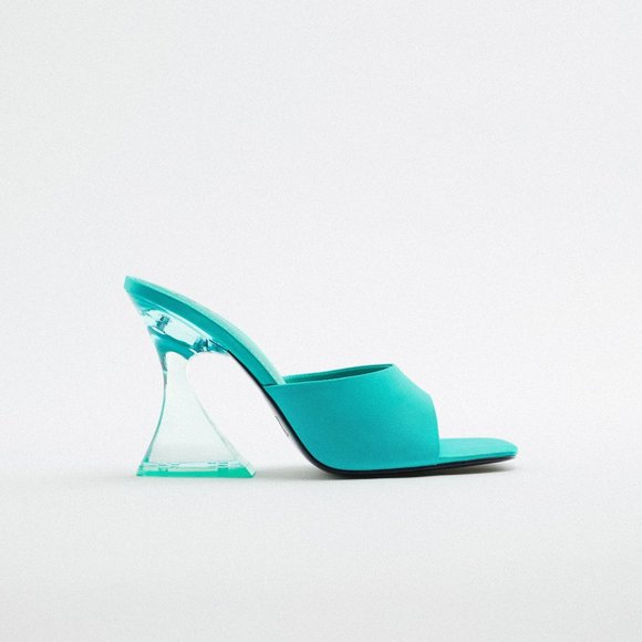 Zara Shoes Nwt Zara Size 5 Turquoise Blue High Heeled Methacrylate